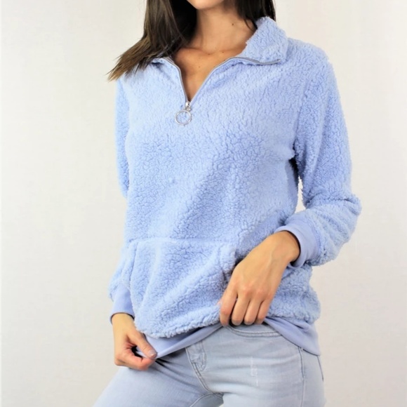 HALF ZIP SHERPA MOCK-NECK SWEATER - Picture 2 of 2